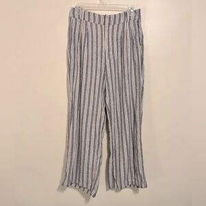 Abercrombie & Fitch Women’s Blue Tan Striped Linen-blend Pants Size Medium